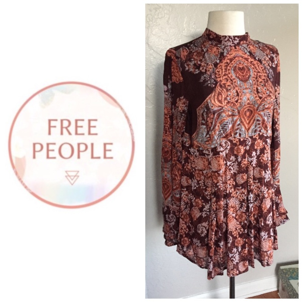 NEW! Free People 'Lady Luck' tunic-burgundy combo - Picture 7 of 7